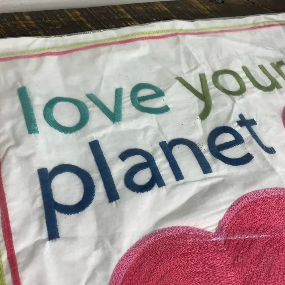 PB Teen Love Your Planet Pillow Cover Sham Square‎ 18 x 18 New Pottery Barn